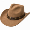 Cowboyhut Einheitsgröße in Braun mit Veloursoptik und dekorativem Hutband