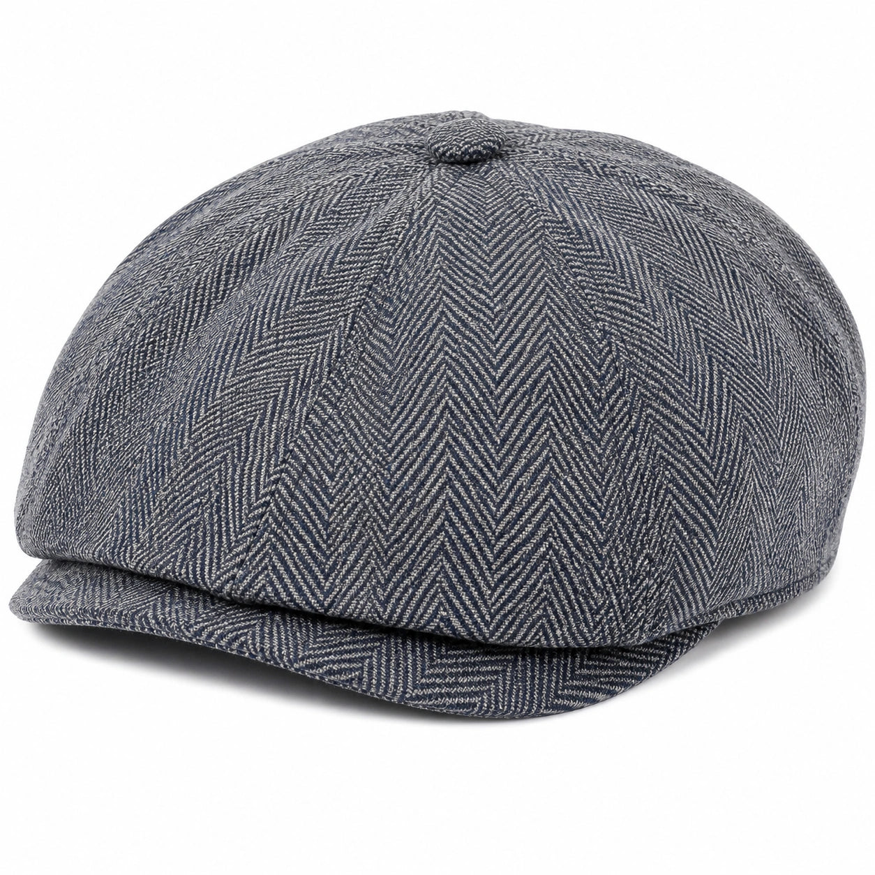 Schiebermütze Einheitsgröße dunkelblau grau Textil Fischgrätmuster klassischer Stil