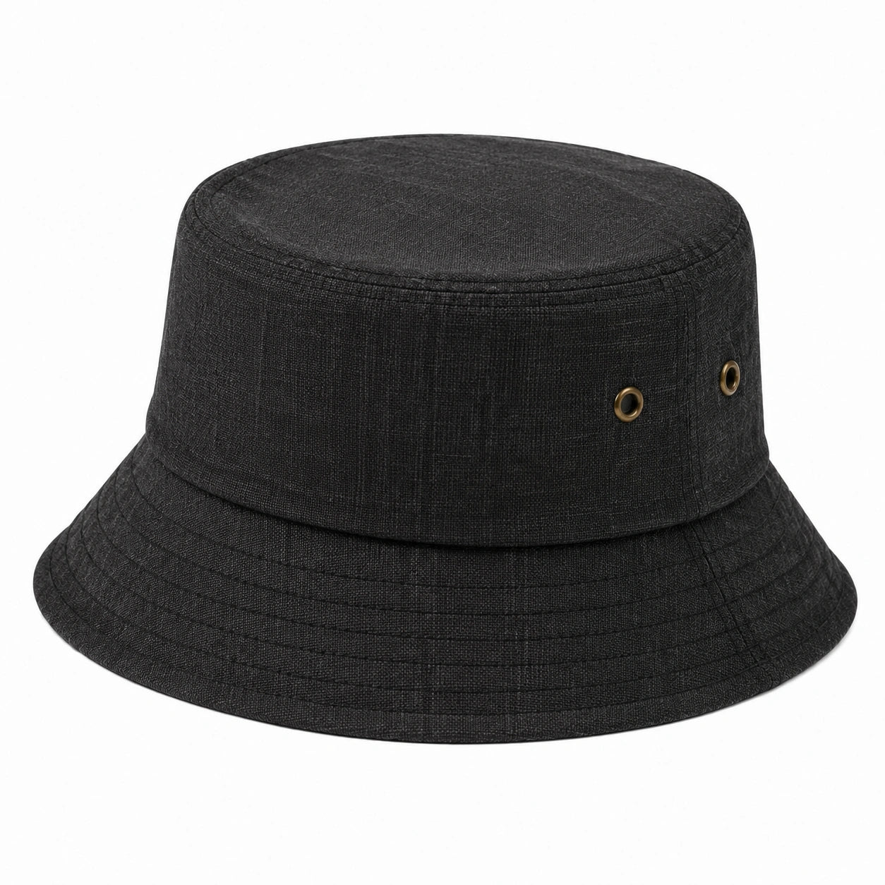 Bucket Hat Einheitsgröße aus Textil Schwarz mit Belüftungsösen