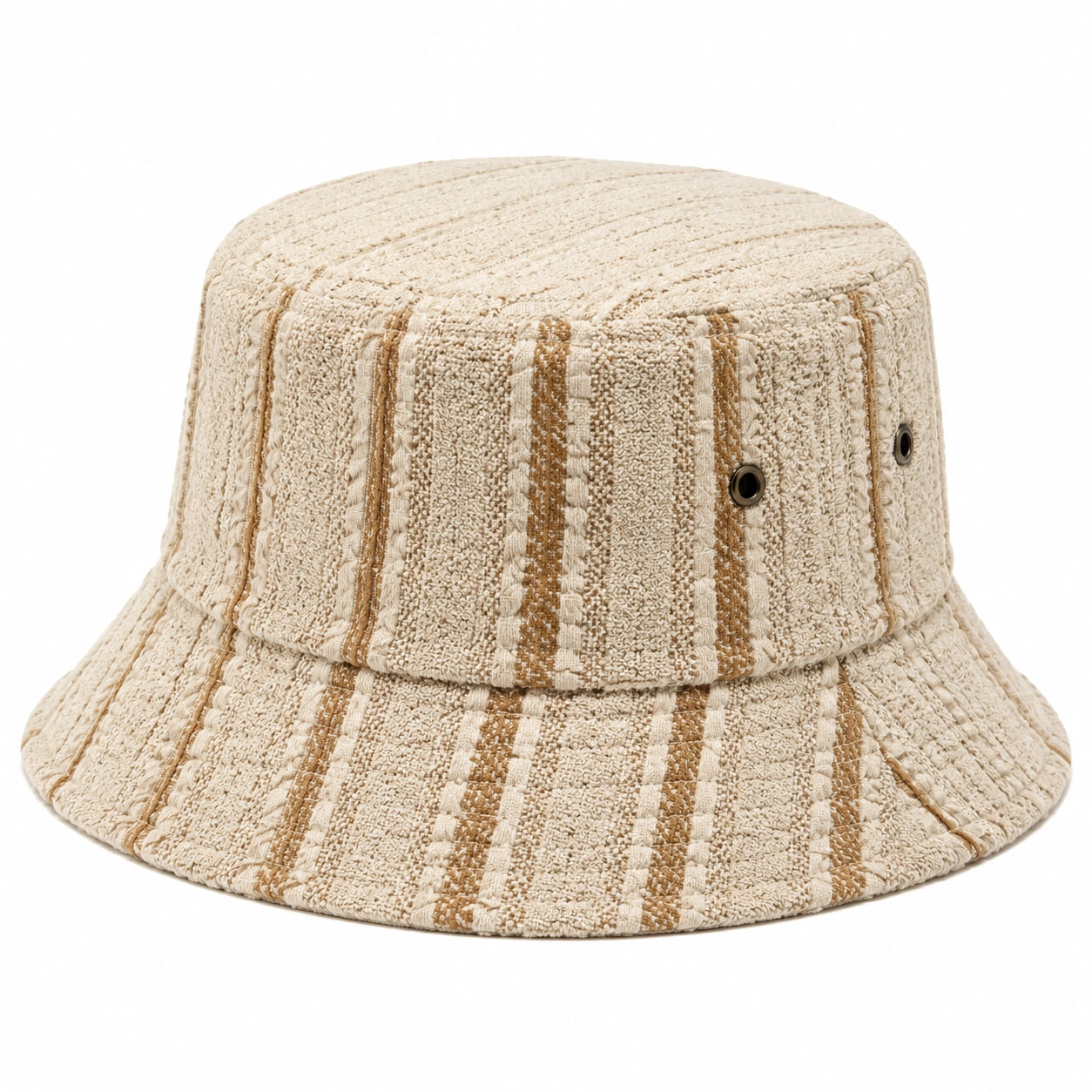 Anglerhut Einheitsgröße aus strukturiertem Textil in Beige Braun mit breiter Krempe