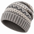Strickmütze Einheitsgröße aus Strickmaterial Grau Creme für Alltag mit Umschlag