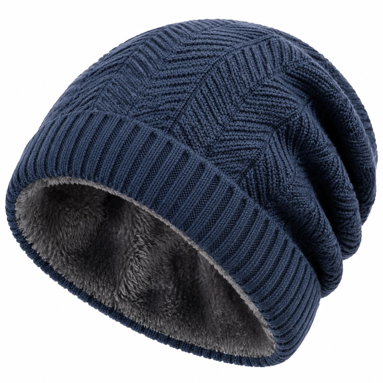 Strickmütze Einheitsgröße Dunkelblau mit weichem Futter für Winter