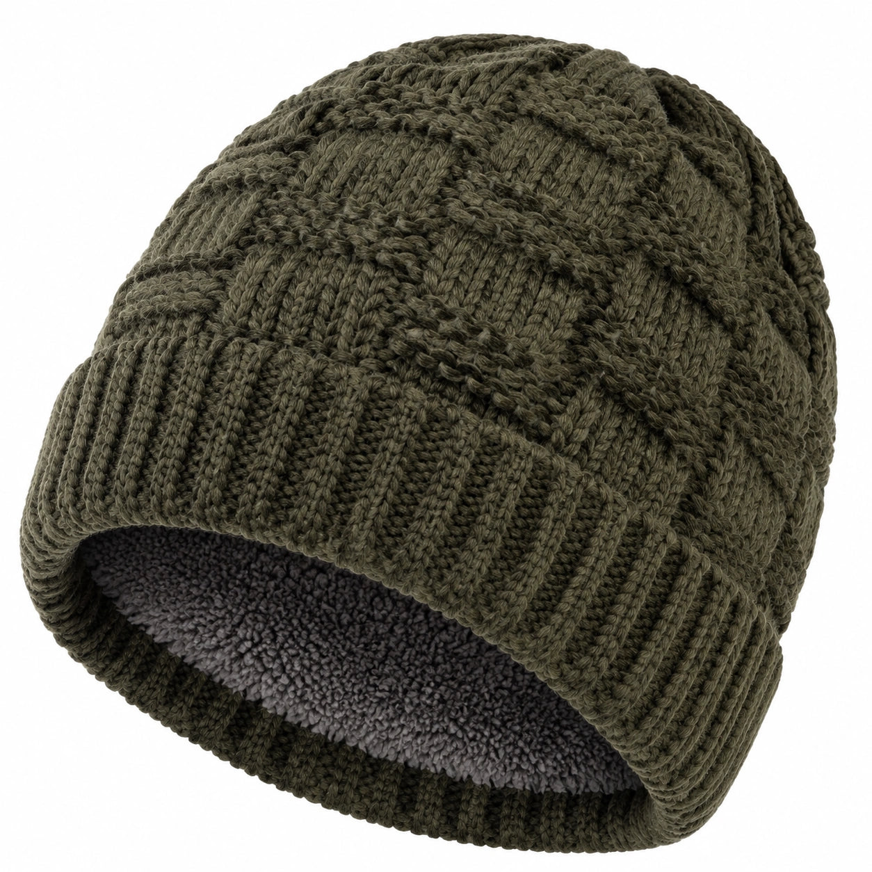 Strickmütze Einheitsgröße olivgrün mit weichem Innenfutter für Damen und Herren