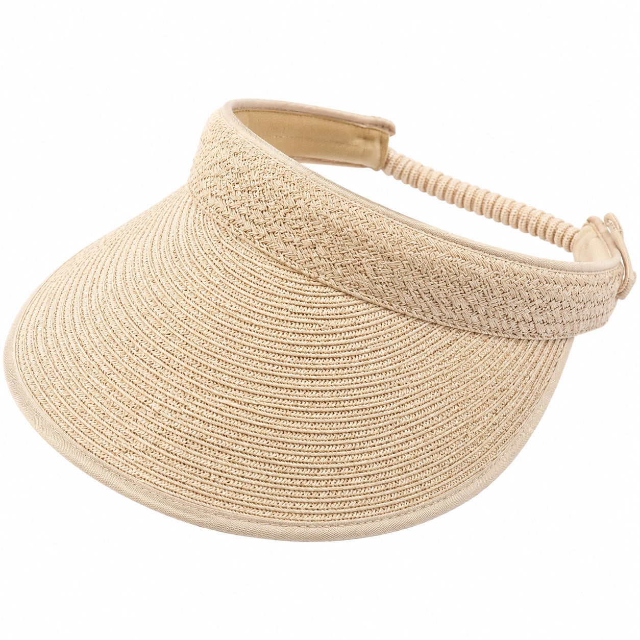 Damen Sonnenblende Einheitsgröße beige aus Textilgeflecht verstellbar